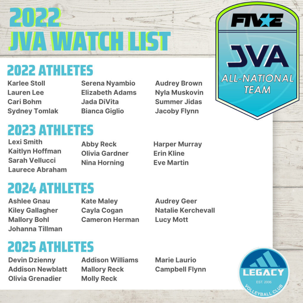 Congrats to our 40 athletes named to JVA Watch List! Legacy